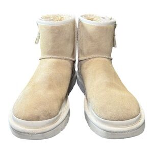 UGG Classic Mini Side Zip Suede Platform Boots - Tan - NWT - Size 9